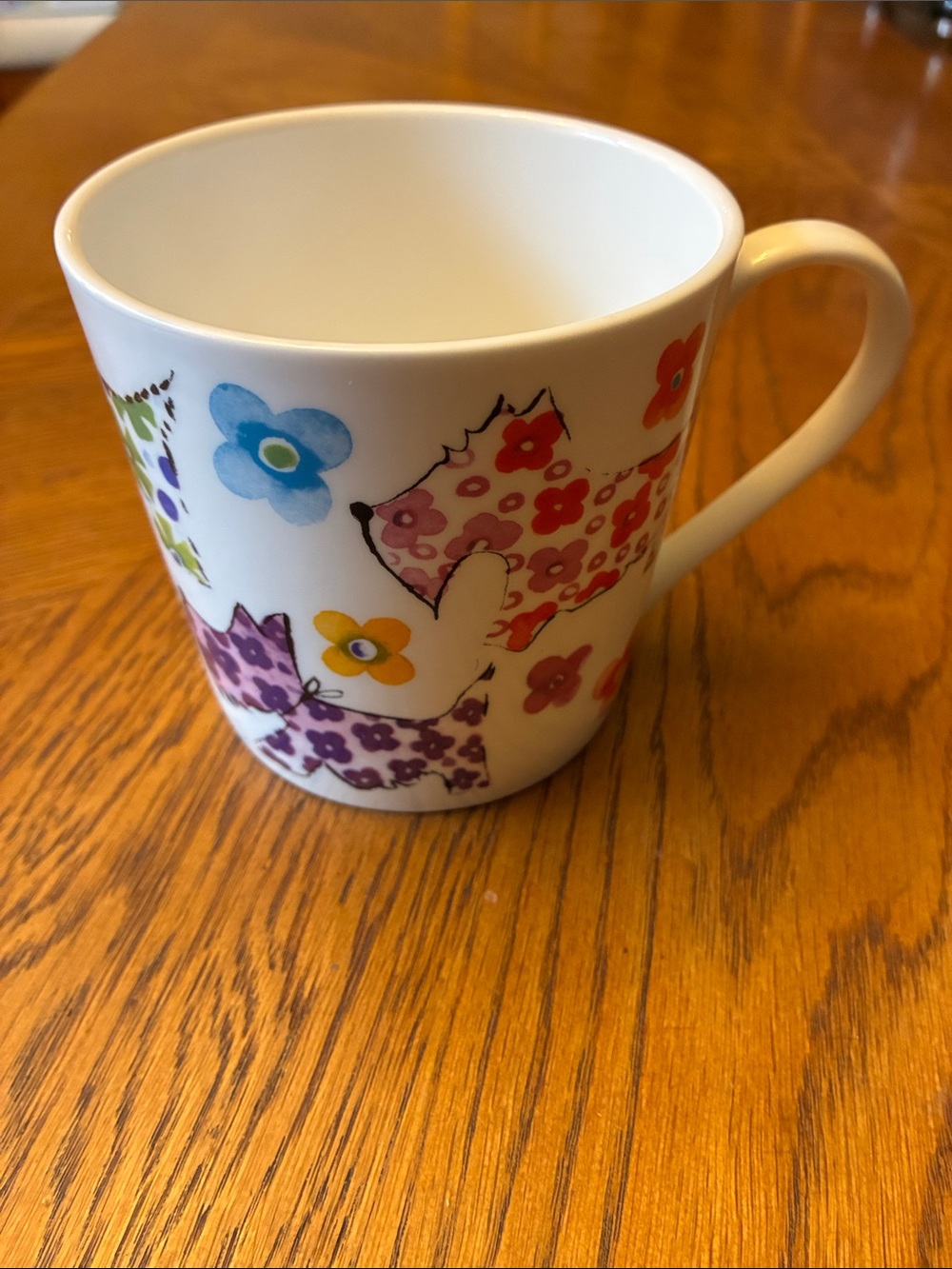 Floral Dog Pattern Ceramic Mug - Multicolor